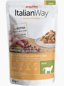 Italian Way Cat Sfilaccetti in salsa - Tacchino con mirtilli rossi 85g