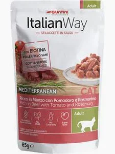 Italian Way Cat Sfilaccetti in salsa - Manzo con pomodoro e rosmarino 85g